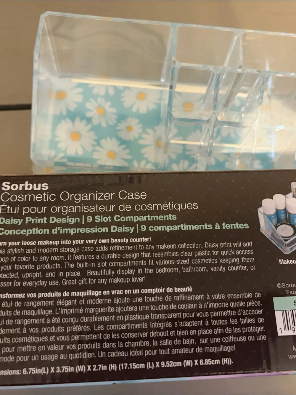 Sorbus Clear Acrylic Makeup Organizer with Daisy Accent